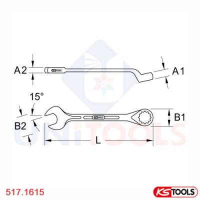 Cờ lê vòng miệng 15 mm Germany KS Tools 517.1615