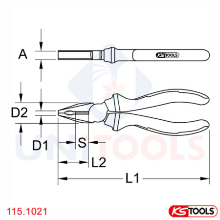 Kìm đầu bằng 180 mm, kìm răng đa năng Germany KS Tools 115.1021