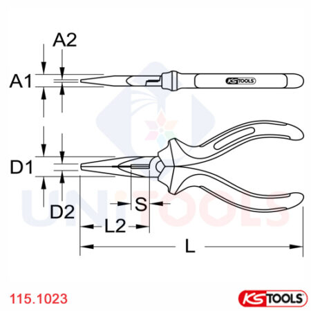 Kìm mũi nhọn dài 160 mm Germany KS Tools 115.1023