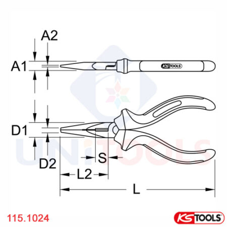 Kìm mũi nhọn dài 200 mm Germany KS Tools 115.1024