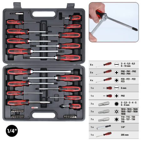 Bộ tô vít và đầu bit đa năng 39 chi tiết KS Tools 159.0100