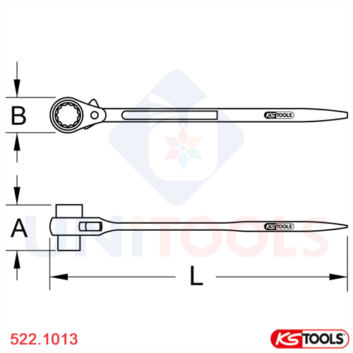 Cờ lê đuôi chuột 10x13 mm đảo chiều KS Tools 522.1013_1