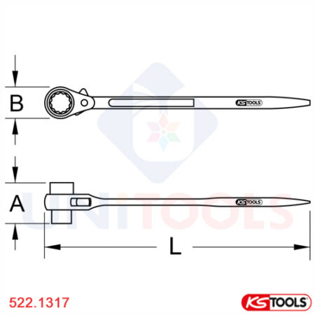 Cờ lê đuôi chuột 13x17 mm đảo chiều KS Tools 522.1317