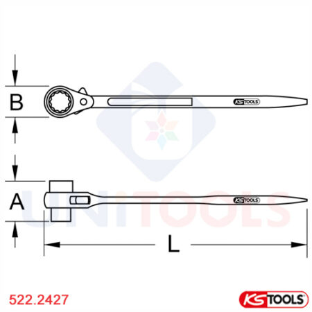 Cờ lê đuôi chuột 24x27 mm đảo chiều KS Tools 522.2427_1