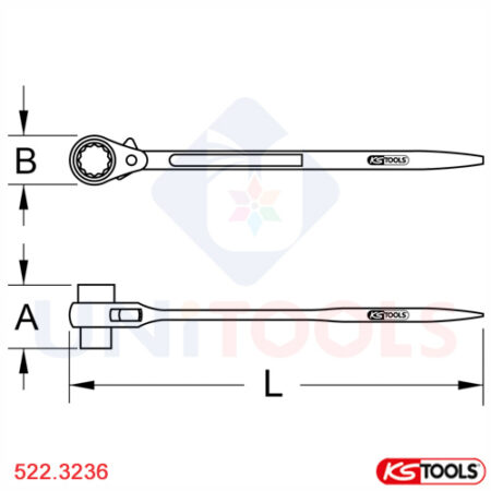Cờ lê đuôi chuột 32x36 mm đảo chiều KS Tools 522.3236_1