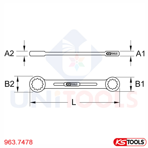 Cờ lê 2 đầu tròng Bronze 6 x 7 mm KS Tools model 963.7478_1