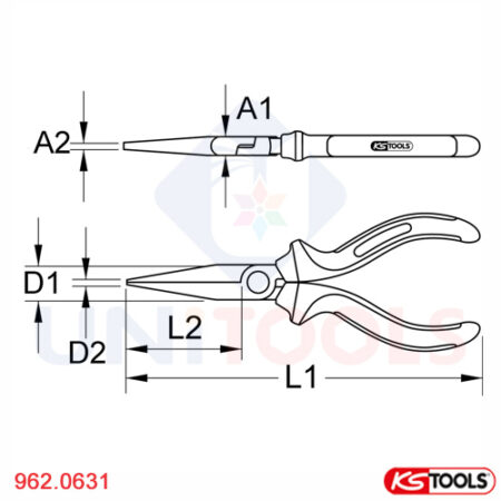 Kìm đầu bằng dài bronze 200 mm KS Tools 962.0631_1