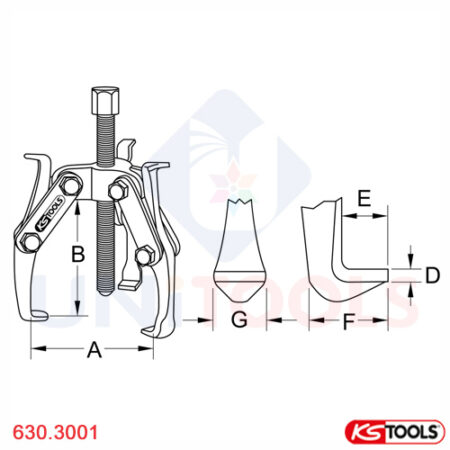 Cảo 3 chấu 20-150 mm ngoài vòng bi KS Tools 630.3001