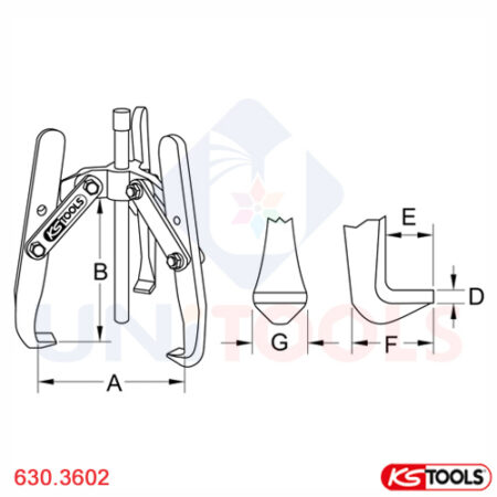 Cảo 3 chấu 20-200 mm KS Tools model 630.3602-1