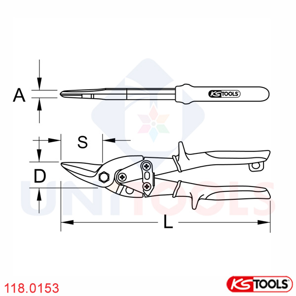 Kéo cắt tôn mỏ cong người dùng thuận tay trái 118.0153 KS Tools-1