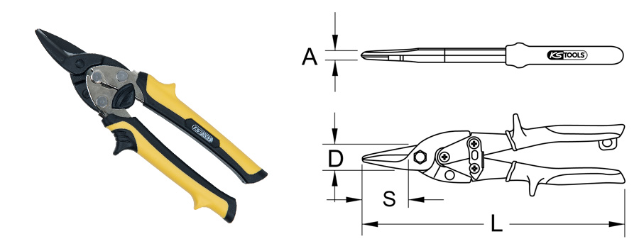 Kéo cắt tôn mũi thẳng KS Tools model 118.0152-3