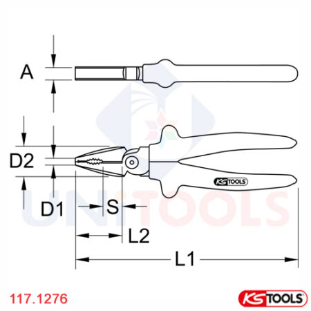 Kìm cách điện đầu bằng 1000V, 205 mm KS Tools 117.1276-1