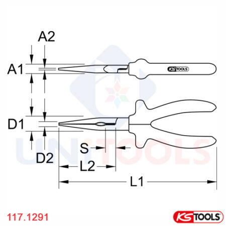 Kìm cách điện nhọn dài 200 mm KS Tools 117.1291-1