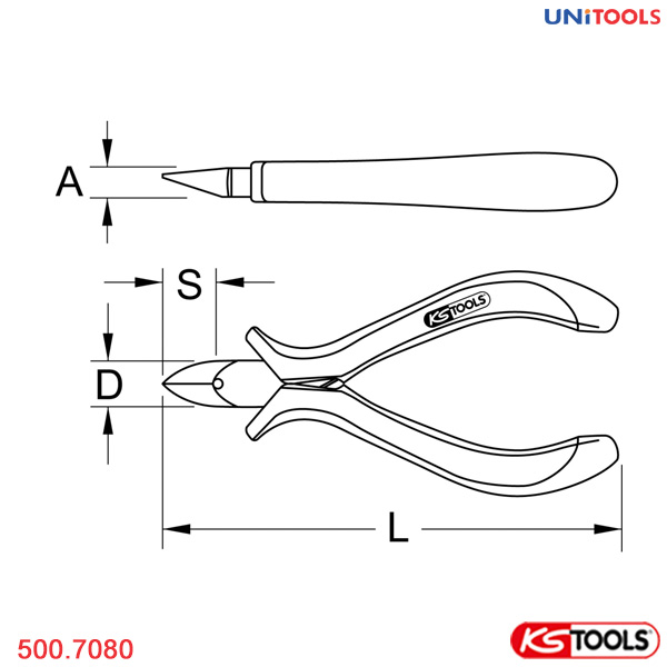 Kìm cắt chân linh kiện ESD bầu dục 120 mm KS Tools 500.7080-1