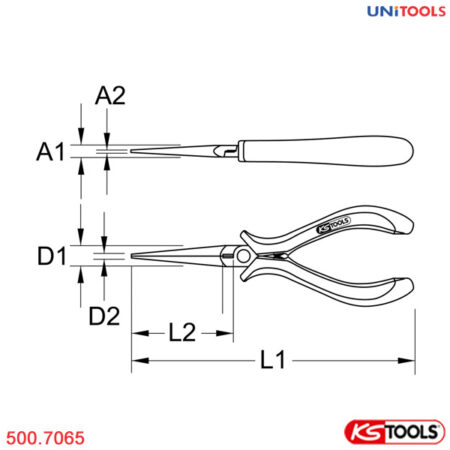 Kìm cắt mũi dài thẳng ESD 130 mm KS Tools 500.7065-1