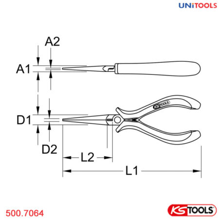 Kìm kẹp mũi dài thẳng ESD 130 mm KS Tools 500.7064-1