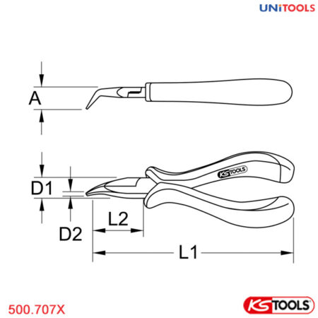 Kìm mũi dài cong ESD không cắt KS Tools 500.707X-1