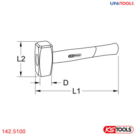 Búa tạ đầu vuông 1100g KS Tools 142.5100-1