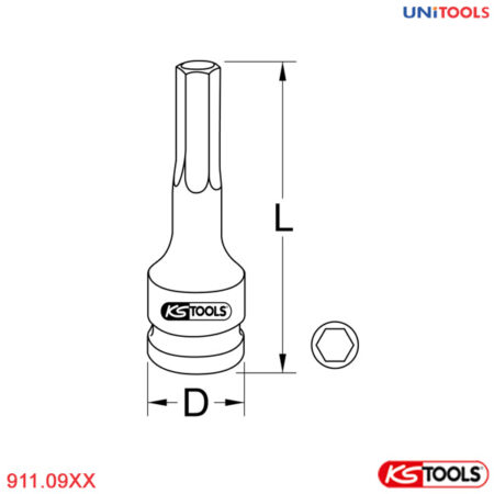 Đầu tuýp khẩu 1/2 inch KS Tools 911.09XX-1