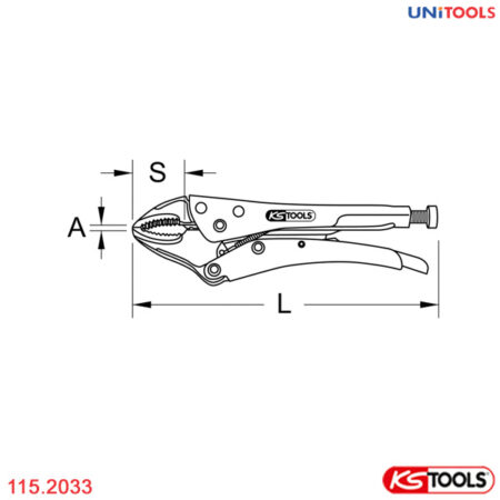 Kìm chết ngàm cong 225 mm KS Tools 115.2033-1