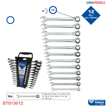 Bộ cờ lê vòng miệng Rachet Brilliant-Tools BT013012