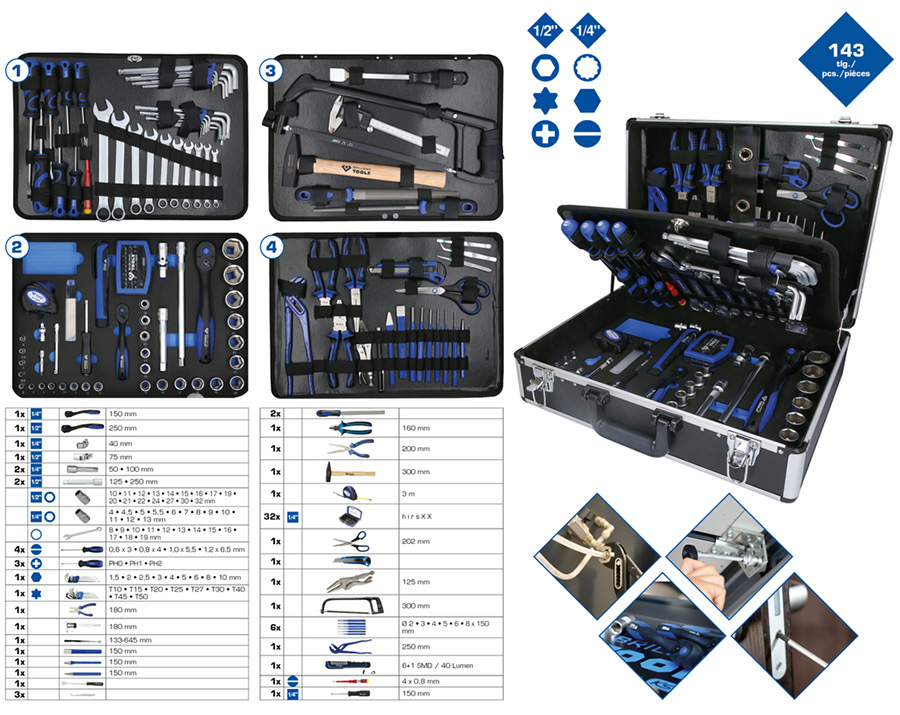 Bộ dụng cụ 143 chi tiết Brilliant-Tools BT024143