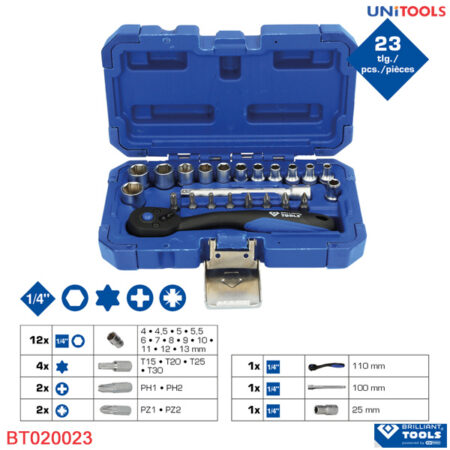Bộ khẩu tay vặn Brilliant-Tools 1/4 inch BT020023