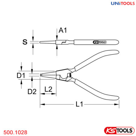 Kìm phe ngoài mũi thẳng KS Tools 500.1028-1