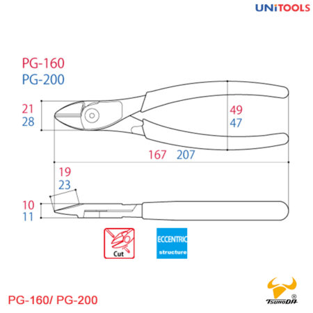 kìm cắt dây điện cứng PG-160 (2)