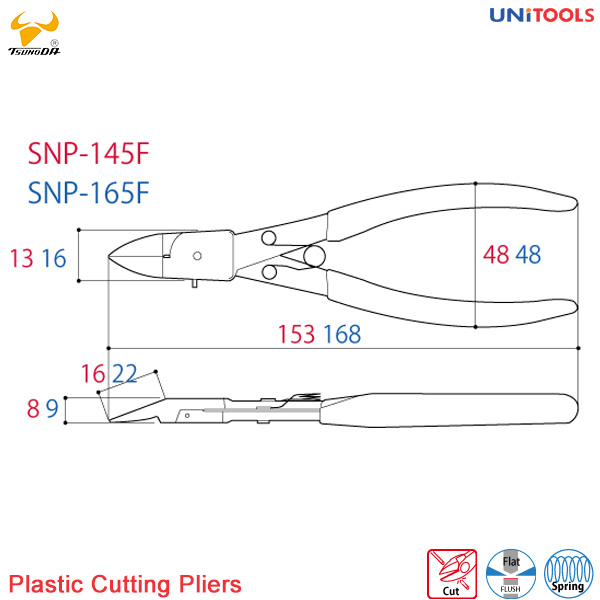 kìm cắt nhựa mỏng lưỡi phẳng SNP145 SNP165F Tsunoda (1)