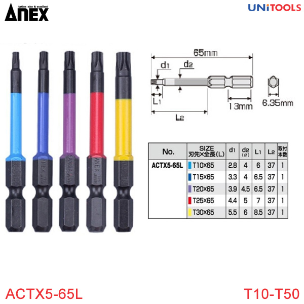 Bộ mũi vít hoa thị T10-T30 Anextool ACTX5-65L (1)