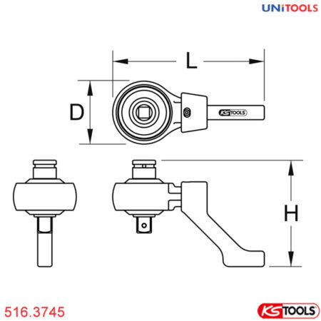 bản vẽ Cờ lê nhân lực 2700Nm 3/4-1 inch KS Tools 516.3745