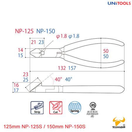 Kìm cắt chéo cộng lực 125mm NP-125S Tsunoda (2)