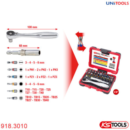 chi tiết bộ đầu bít 32 món 1/4 inch kstools 918.3010