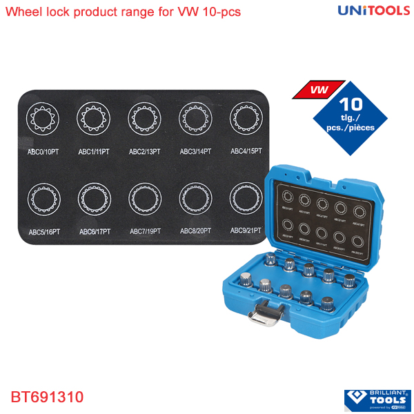 Bộ socket tháo bulong khóa bánh xe VW 10 chi tiết Brilliant tools (1)