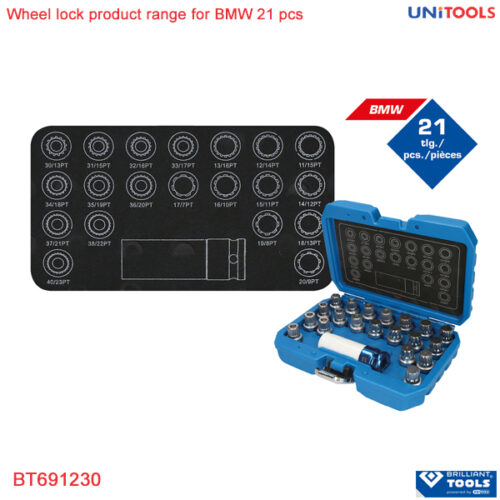 Bộ socket tháo ốc khóa bánh xe BMW 21 chi tiết Brilliant tools (1)