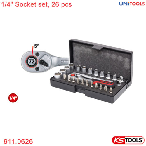 bộ socket đầu bít 1/4 inch 26 món kstools 911.0626