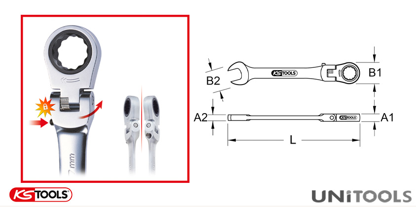 Cờ lê vòng miệng tự động lắc léo KS Tools 503.48 Series (4)