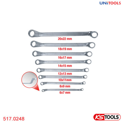 Bộ cờ lê 2 đầu tròng nghiêng 75 độ 8 chiếc KS Tools 517.0248