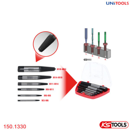 Bộ nhổ bulong gãy 6 chiếc KS Tools 150.1330