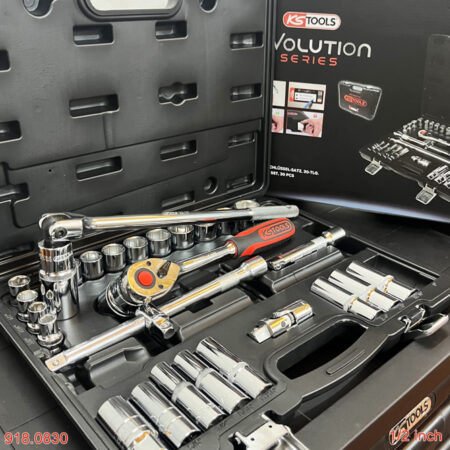 Bộ khẩu hệ ịnch & tay vặn 30 pcs 1/2 inch KS Tools 918.0830
