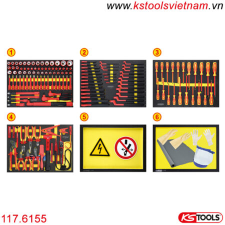 Tủ dụng cụ 164 món sửa ô tô điện cách điện 1000V KS Tools (1)