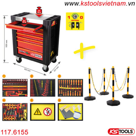 Tủ dụng cụ 164 món sửa ô tô điện cách điện 1000V KS Tools