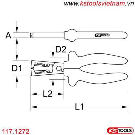 Kìm tuốt dây cách điện 1000V VDE 117.1272 KS Tools-1