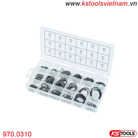 Bộ vòng phe trong phe ngoài Ø6-32 mm 225 chiếc KS Tools 970.0310-1