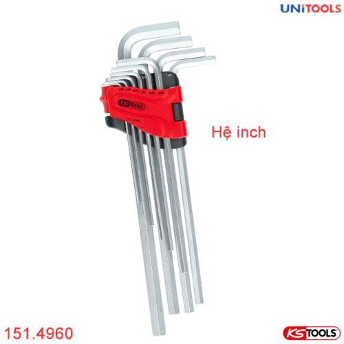 bộ lục giác hệ inch 10 cây dài KS Tools 151.4960