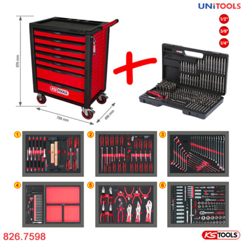 7 ngăn Tủ dụng cụ đồ nghề sửa chữa ô tô 826.7598 KS Tools