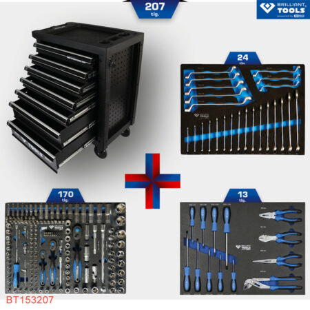 chi tiết tủ dụng cụ đồ nghề sửa chữa 207 pcs gồm 7 ngăn BT153207