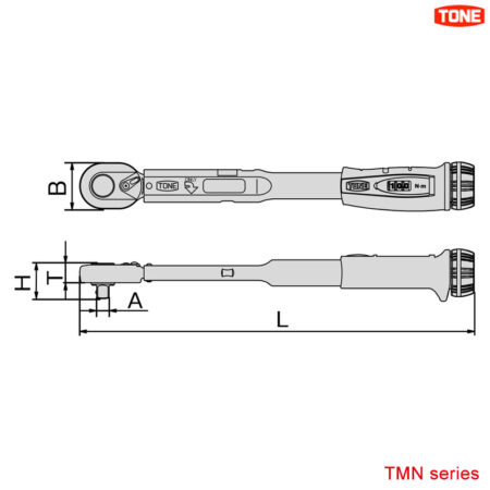 thông số Cờ lê kiểm tra lực siết bu lông TONE TMN Series