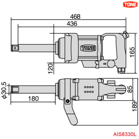 thông số máy vặn siết bu lông khí nén 1 inch 2100 Nm TONE AIS8330L